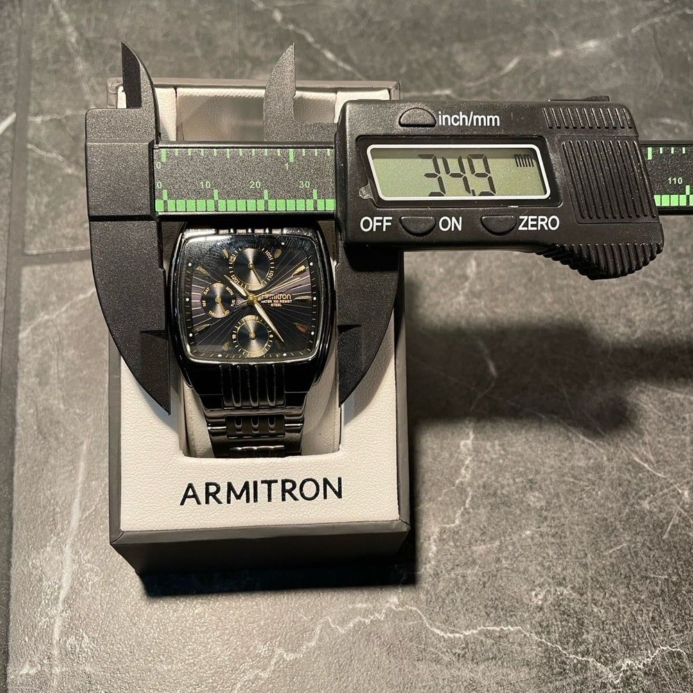 Mens Black Steel Armitron Watch with Original Box - New Battery - Picture 6 of 6